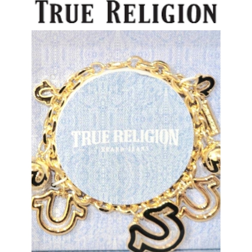 True Religion Gold Horseshoe Charm‎ Toggle Bracelet